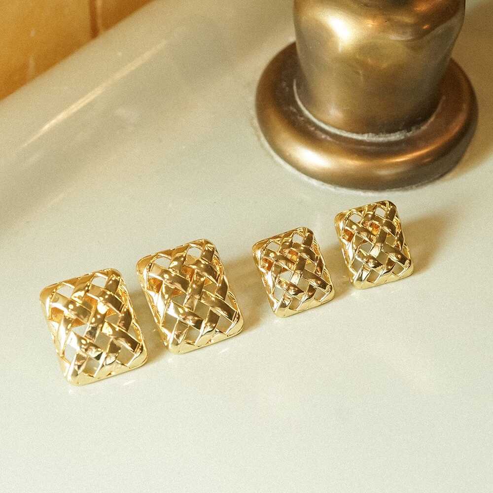Daisy London Gold Plate Polly Woven Square Studs Additional Image - 5