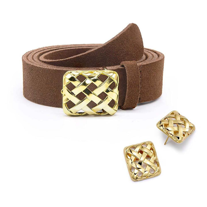 Daisy London Gold Plate Polly Woven Suede Look