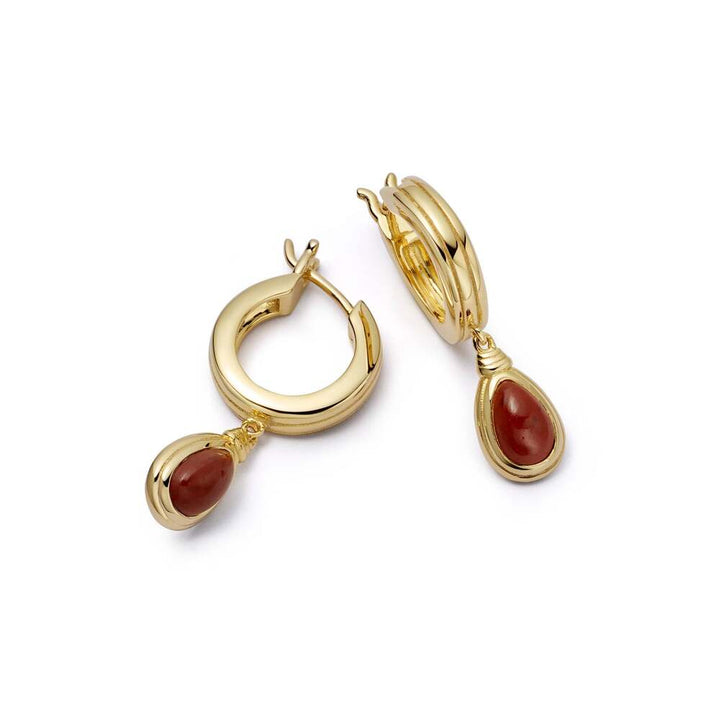 Daisy London Gold Plate Red Jasper Pear Drop Earrings