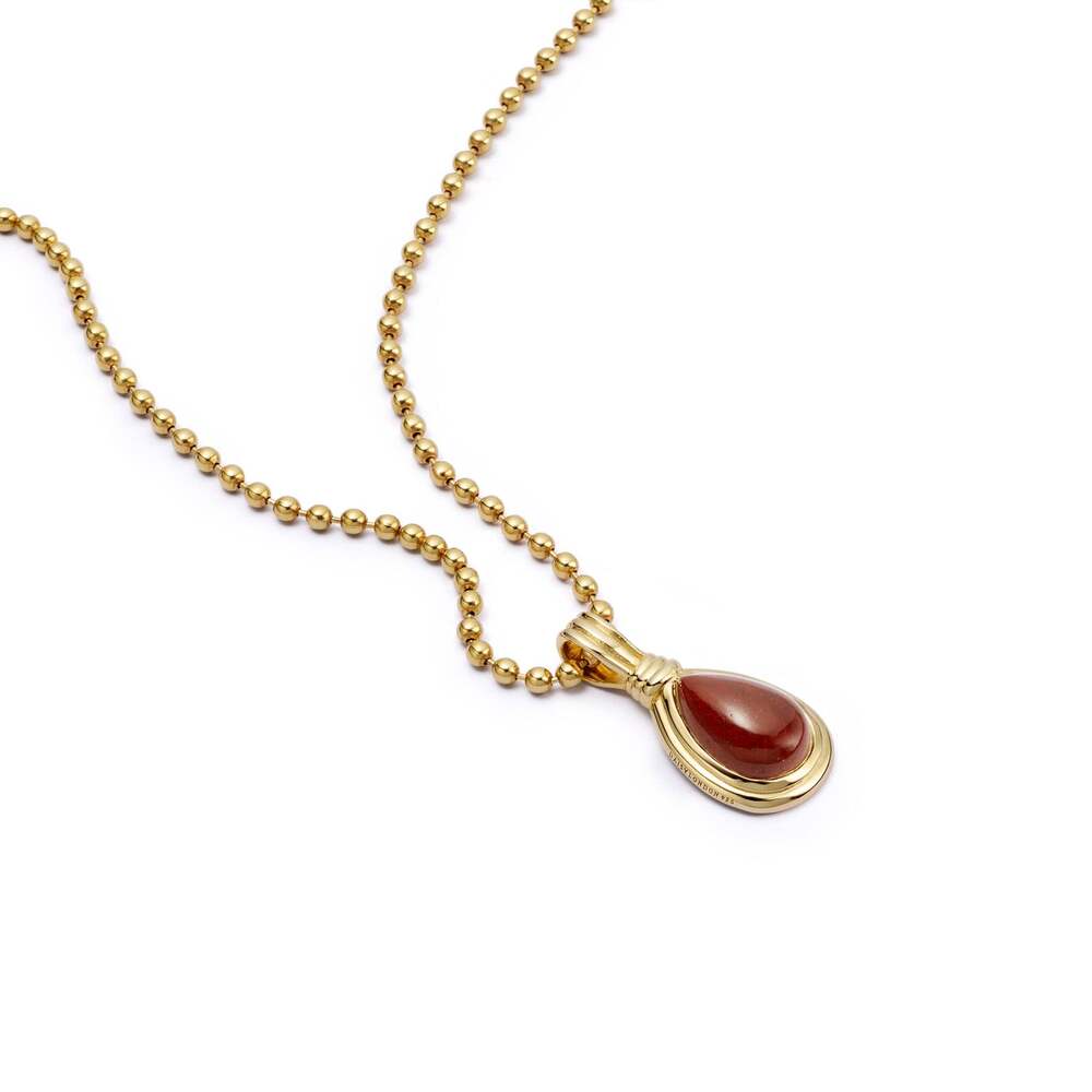 Daisy London Gold Plate Red Jasper Pear Necklace