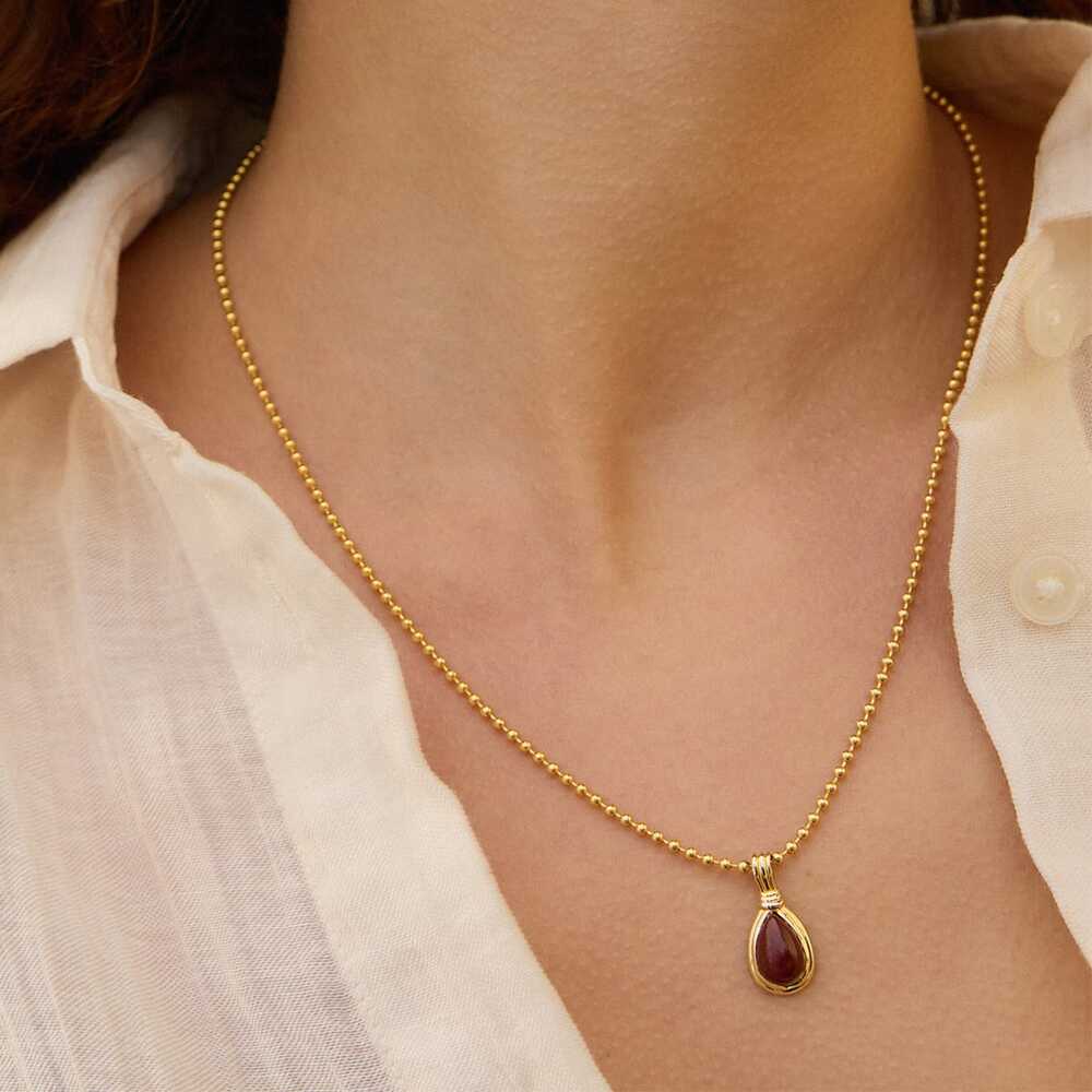Daisy London Gold Plate Red Jasper Pear Necklace Additional Image - 1