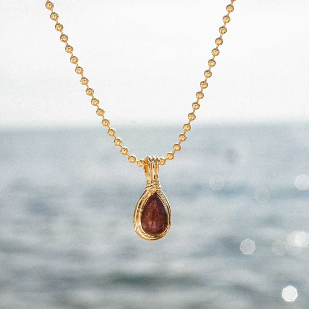 Daisy London Gold Plate Red Jasper Pear Necklace Additional Image - 2