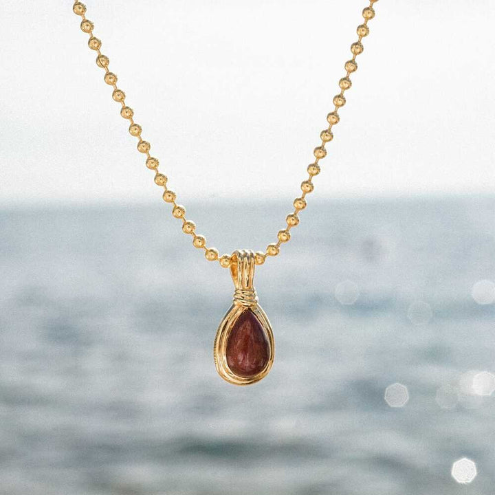 Daisy London Gold Plate Red Jasper Pear Necklace Additional Image - 2