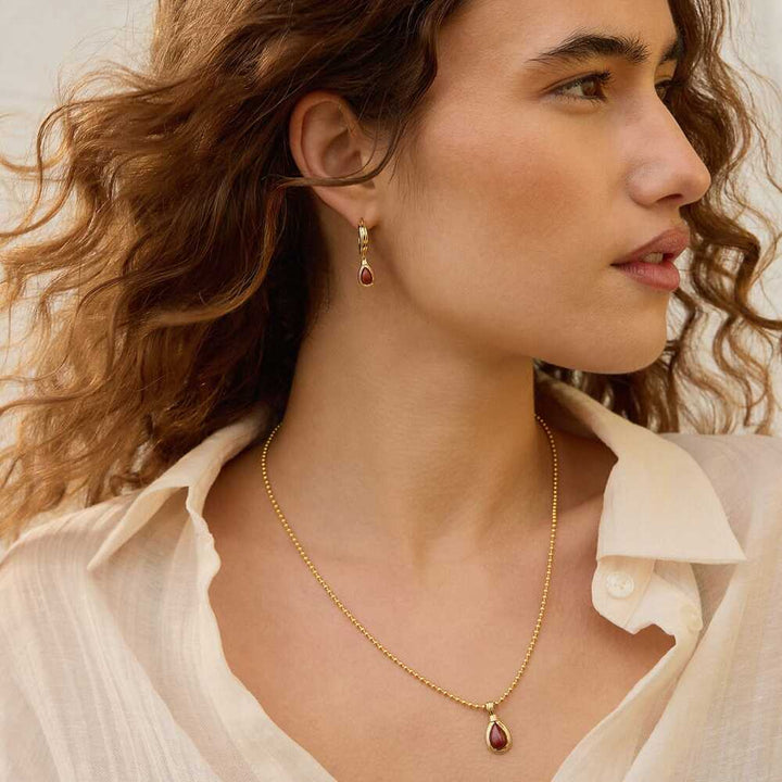 Daisy London Gold Plate Red Jasper Pear Necklace Additional Image - 3