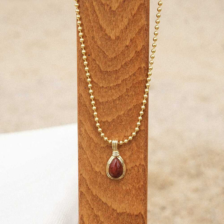 Daisy London Gold Plate Red Jasper Pear Necklace Additional Image - 4