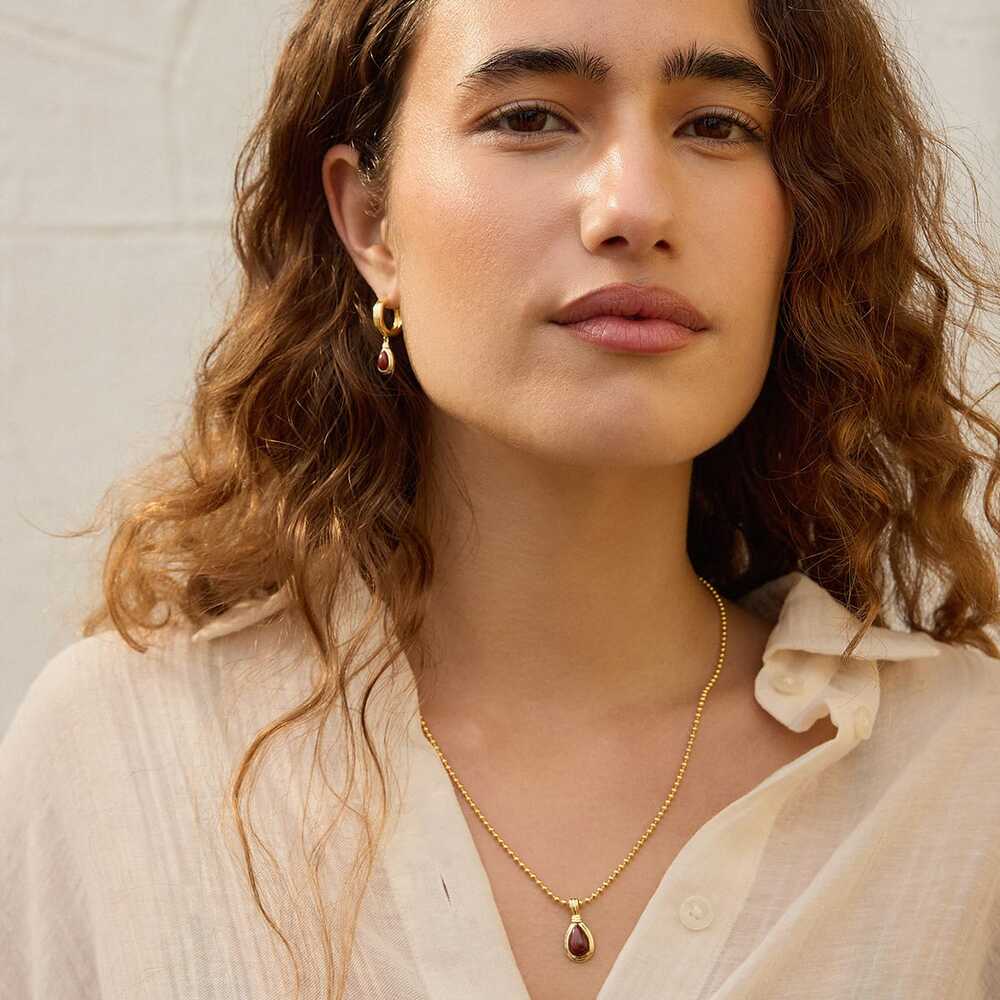 Daisy London Gold Plate Red Jasper Pear Necklace Additional Image - 5