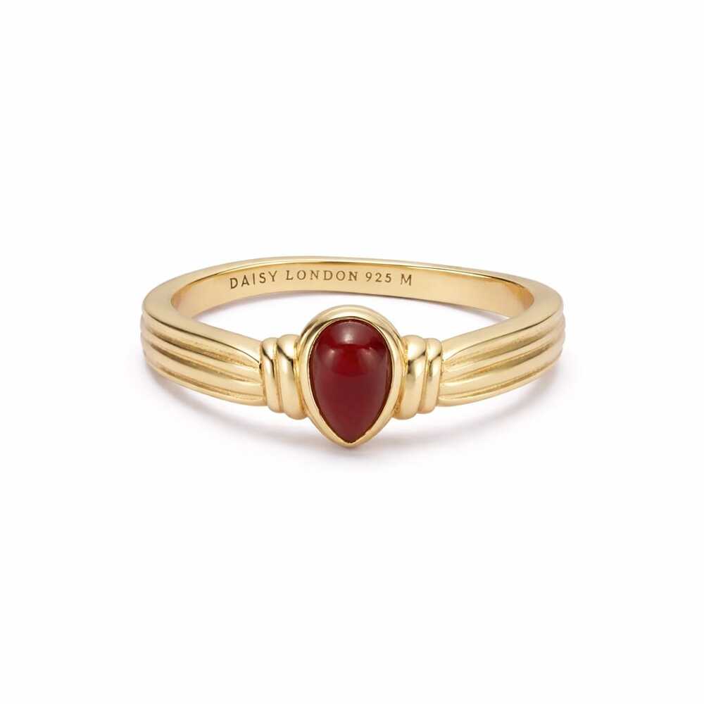 Daisy London Gold Plate Red Jasper Pear Ring