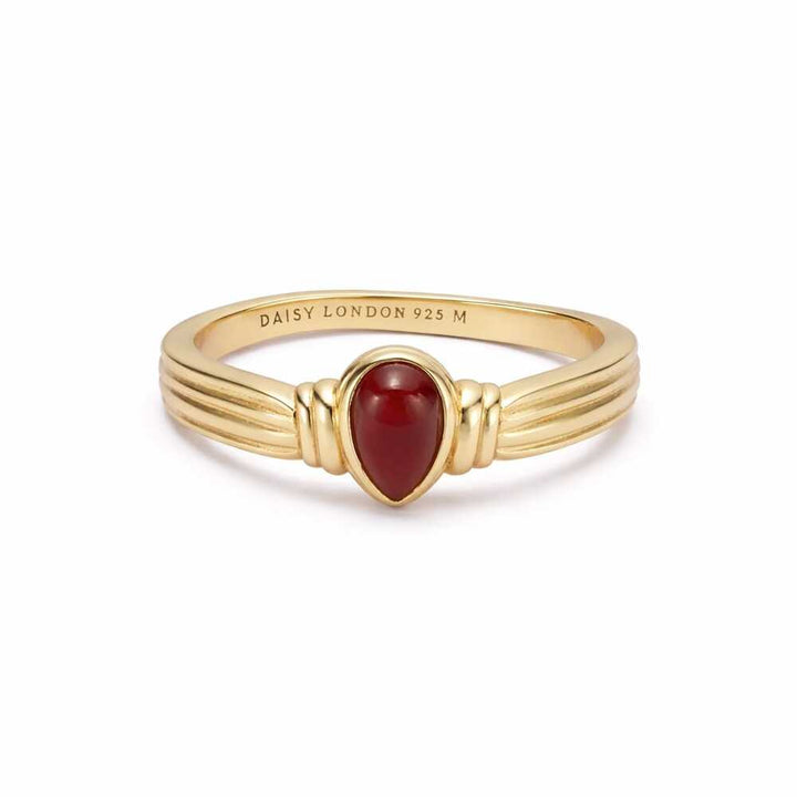 Daisy London Gold Plate Red Jasper Pear Ring
