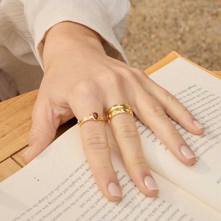 Daisy London Gold Plate Red Jasper Pear Ring Additional Image - 1