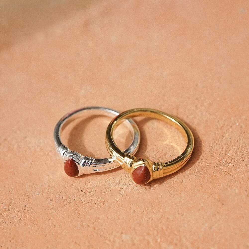 Daisy London Gold Plate Red Jasper Pear Ring Additional Image - 2