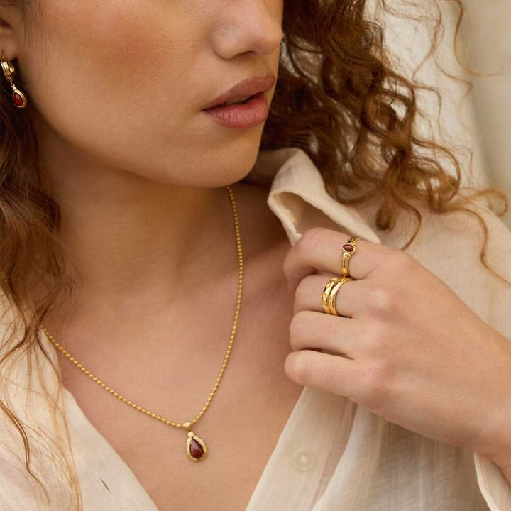 Daisy London Gold Plate Red Jasper Pear Ring Additional Image - 3