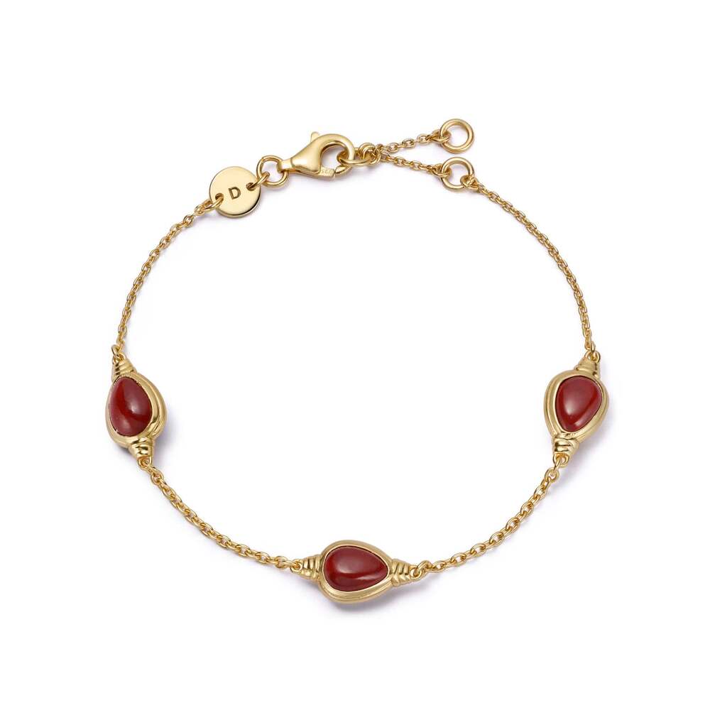 Daisy London Gold Plate Red Jasper Triple Pear Bracelet