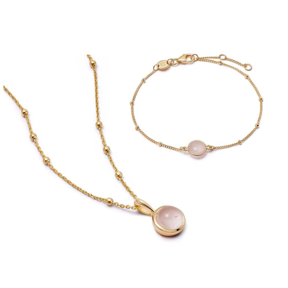 Daisy London Gold Plate Rose Quartz Layering Set