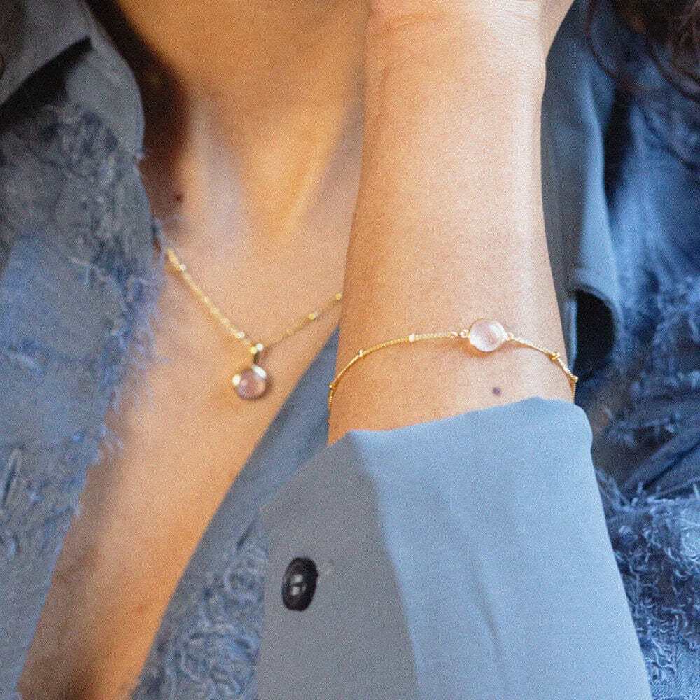 Daisy London Gold Plate Rose Quartz Layering Set Additional Image - 2