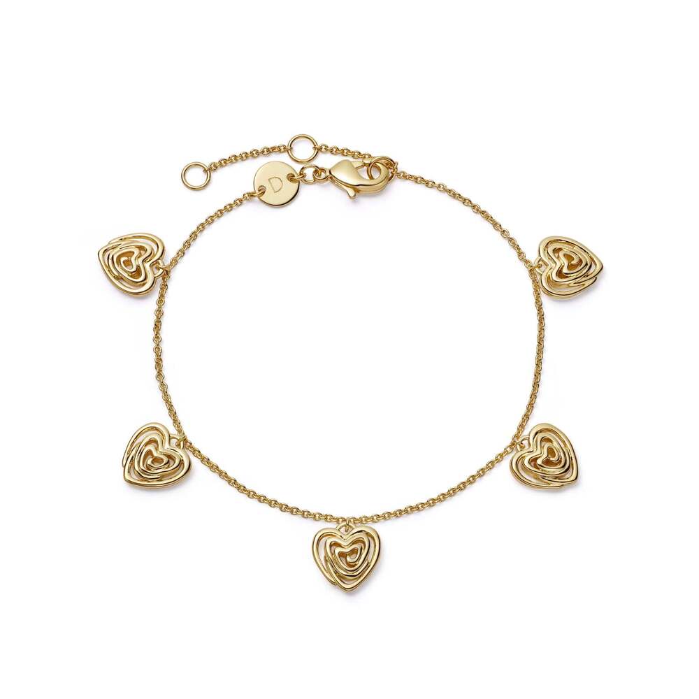 Daisy London Gold Plate Scribble Heart Charm Bracelet