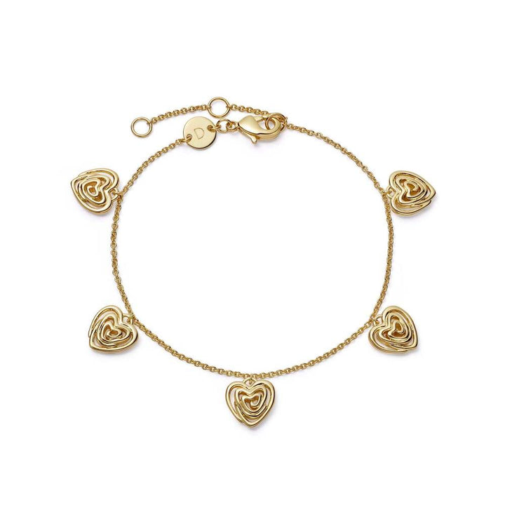 Daisy London Gold Plate Scribble Heart Charm Bracelet