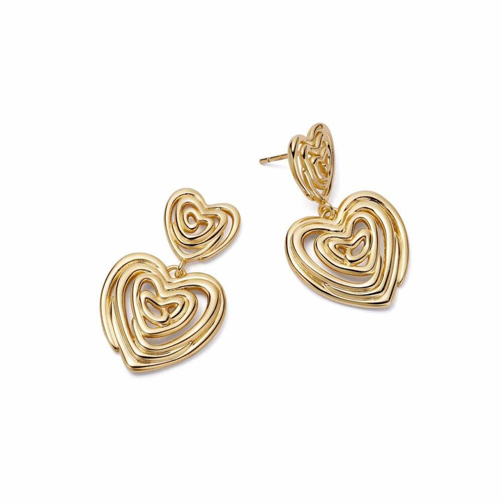 Daisy London Gold Plate Scribble Heart Drop Earrings