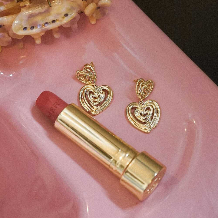 Daisy London Gold Plate Scribble Heart Drop Earrings Additional Image - 1