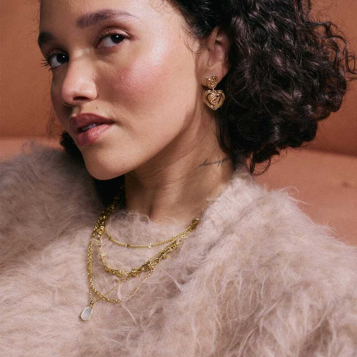 Daisy London Gold Plate Scribble Heart Drop Earrings Additional Image - 2