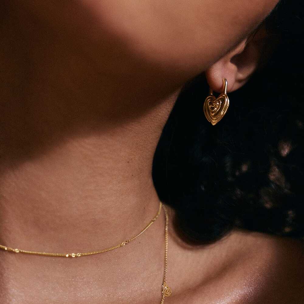 Daisy London Gold Plate Scribble Heart Lock Drop Earrings Additional Image - 1