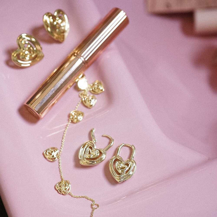 Daisy London Gold Plate Scribble Heart Lock Drop Earrings Additional Image - 2
