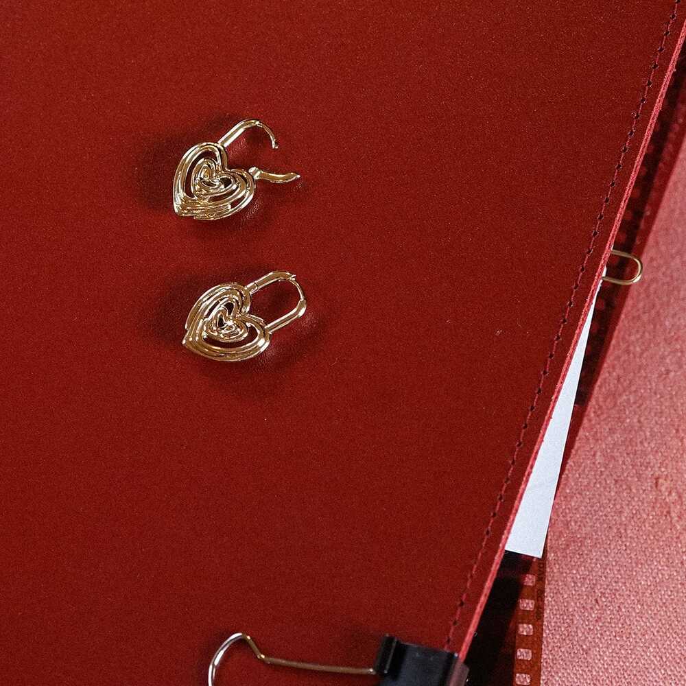 Daisy London Gold Plate Scribble Heart Lock Drop Earrings Additional Image - 4