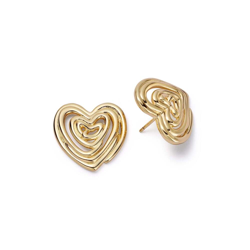 Daisy London Gold Plate Scribble Heart Stud Earrings