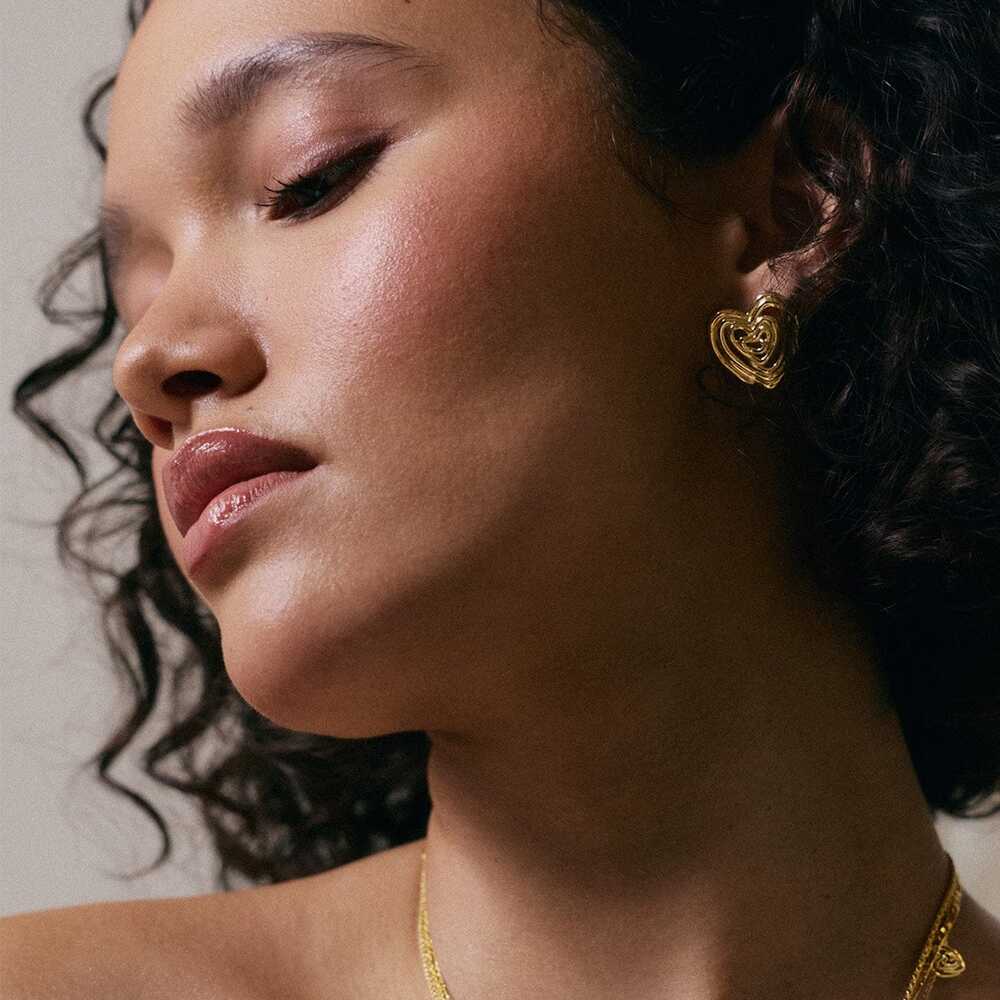 Daisy London Gold Plate Scribble Heart Stud Earrings Additional Image - 1