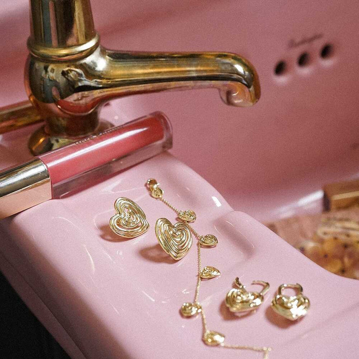 Daisy London Gold Plate Scribble Heart Stud Earrings Additional Image - 2
