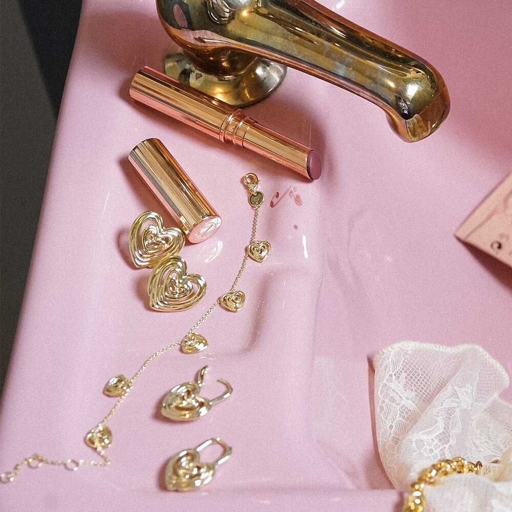Daisy London Gold Plate Scribble Heart Stud Earrings Additional Image - 7