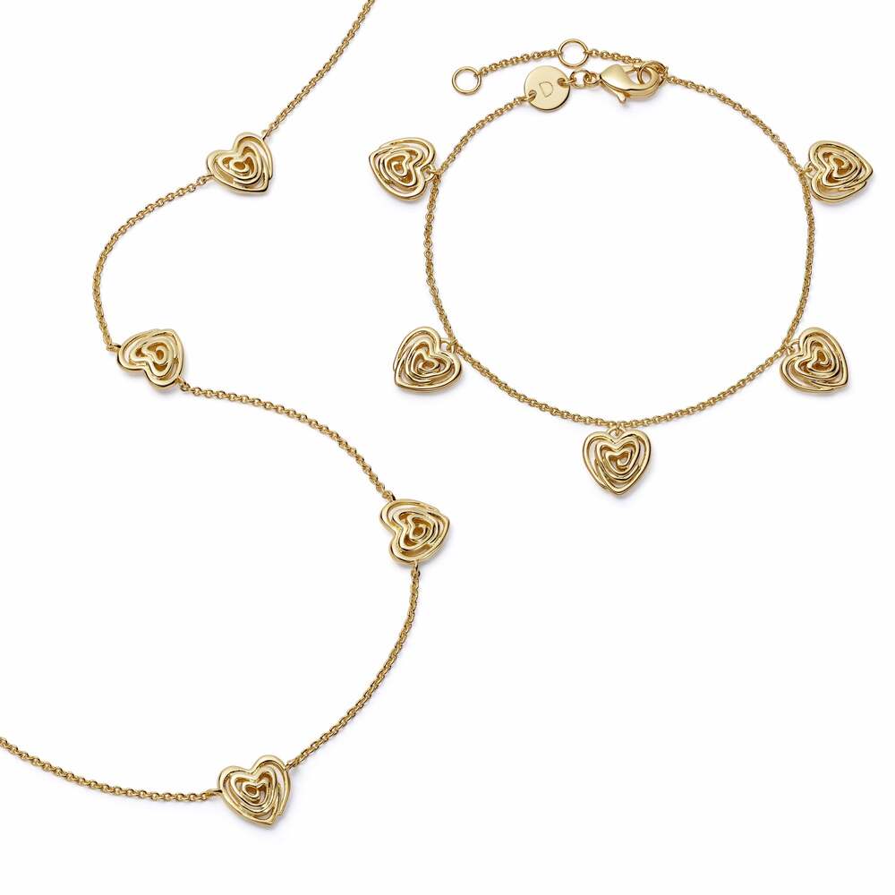 Daisy London Gold Plate Scribble Hearts Charm Layering Set