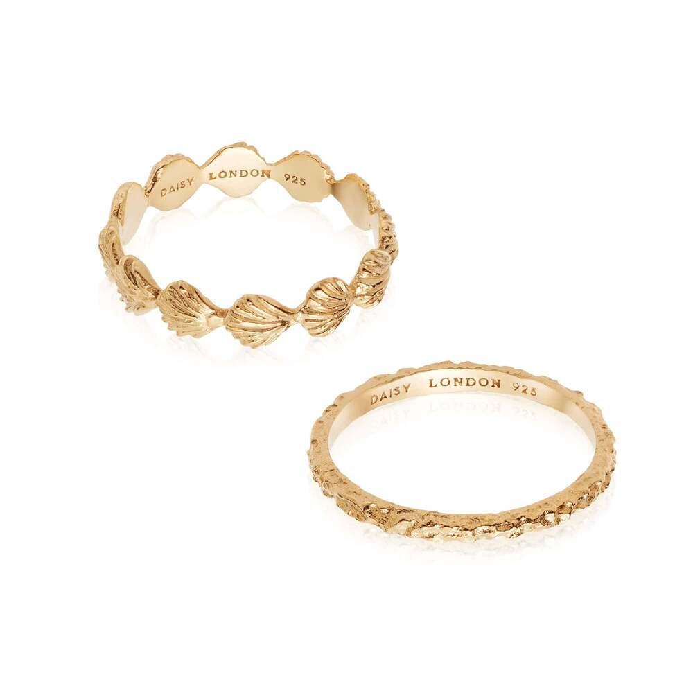 Daisy London Gold Plate Shell Ring Stack