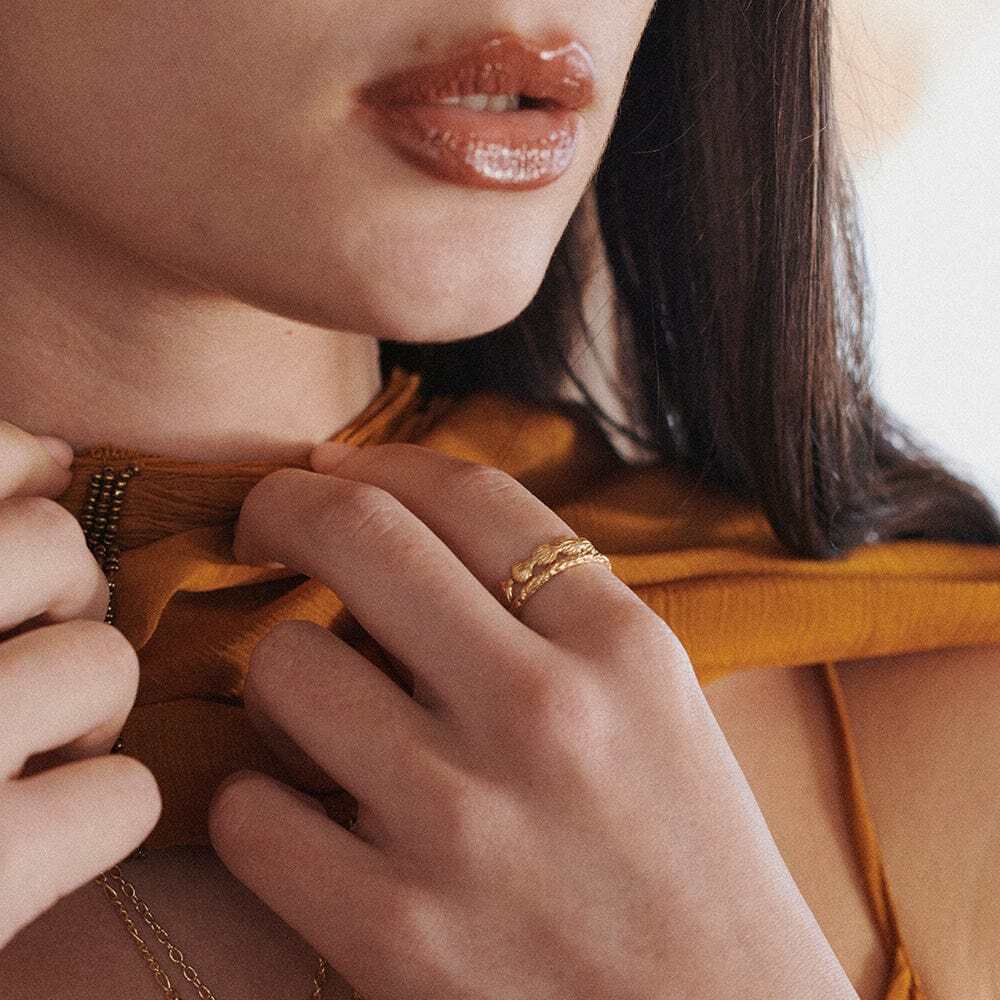Daisy London Gold Plate Shell Ring Stack Additional Image - 1