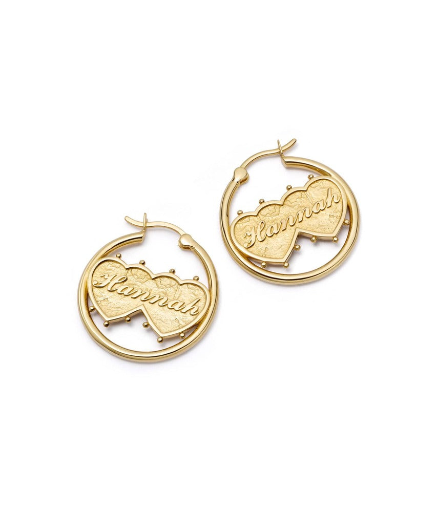 Daisy London Gold Plate Shrimps Double Heart Earrings