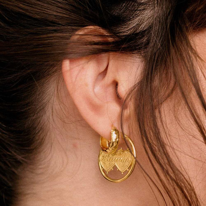 Daisy London Gold Plate Shrimps Double Heart Earrings Additional Image - 2