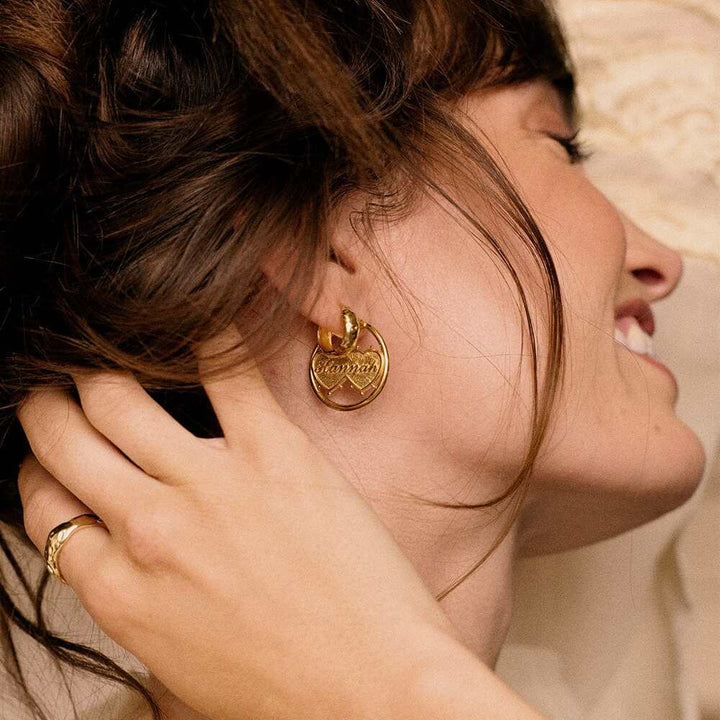 Daisy London Gold Plate Shrimps Double Heart Earrings Additional Image - 3