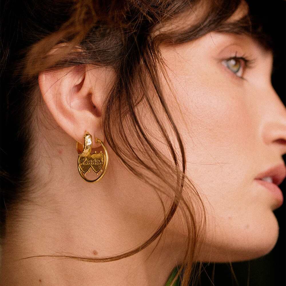Daisy London Gold Plate Shrimps Double Heart Earrings Additional Image - 4