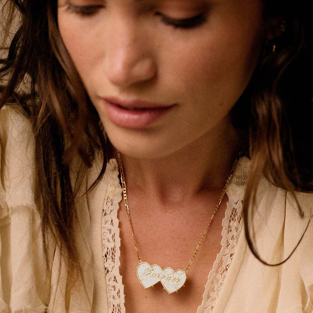 Daisy London Gold Plate Shrimps Double Heart Necklace Additional Image - 9