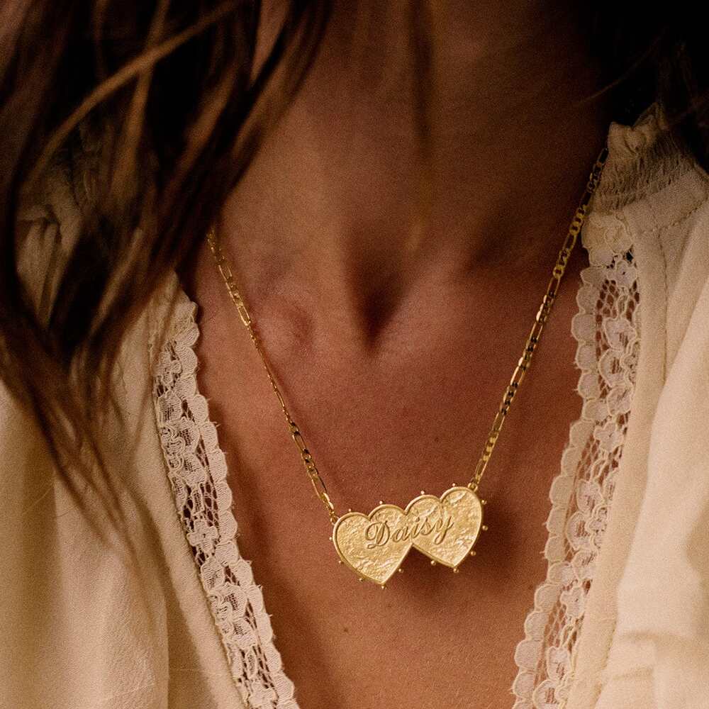 Daisy London Gold Plate Shrimps Double Heart Necklace Additional Image - 11