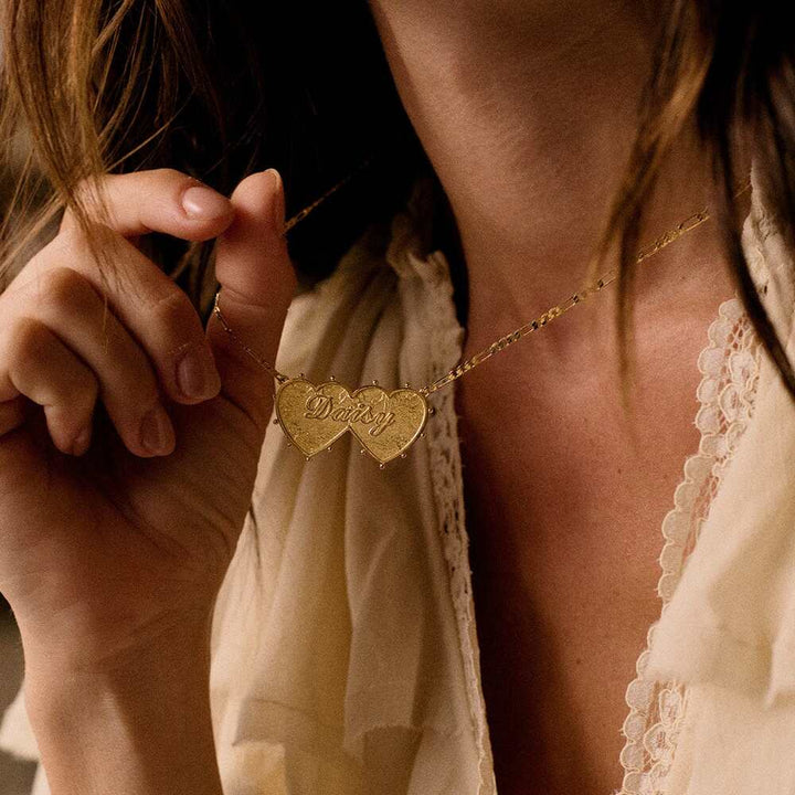 Daisy London Gold Plate Shrimps Double Heart Necklace Additional Image - 12