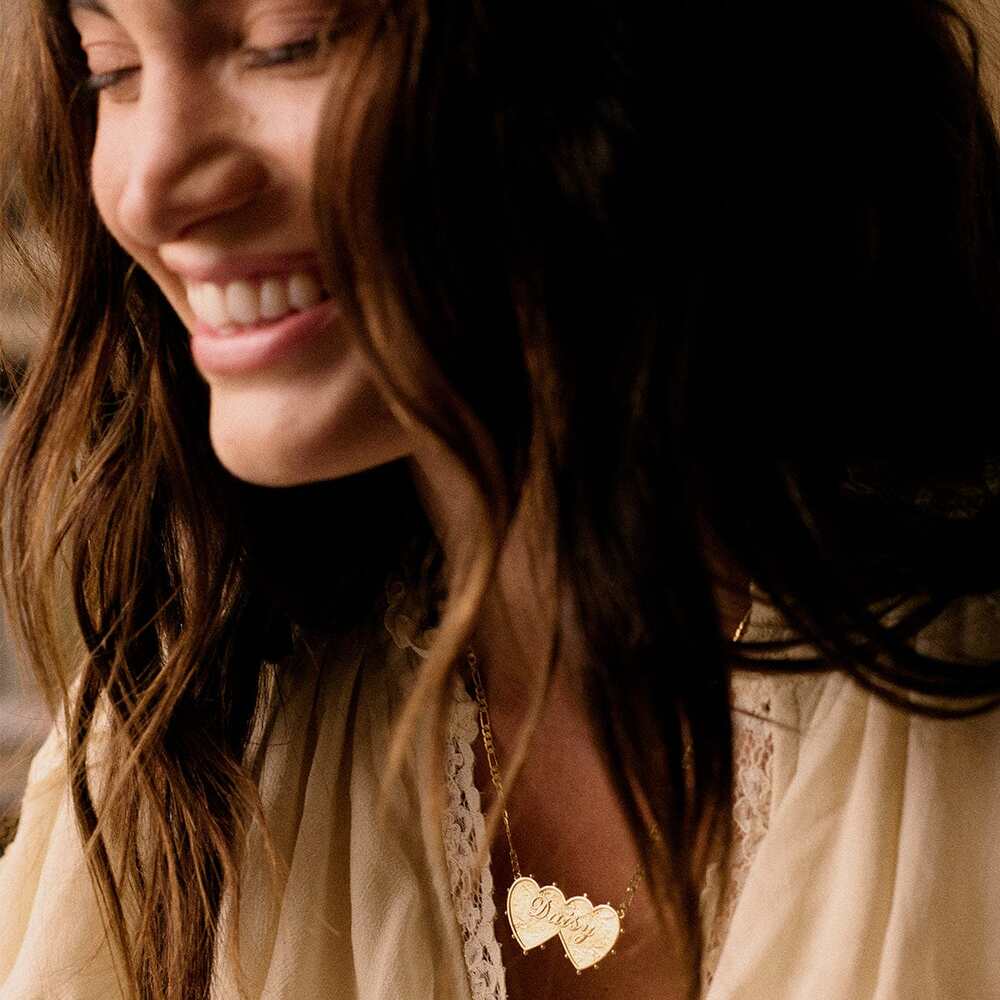 Daisy London Gold Plate Shrimps Double Heart Necklace Additional Image - 13