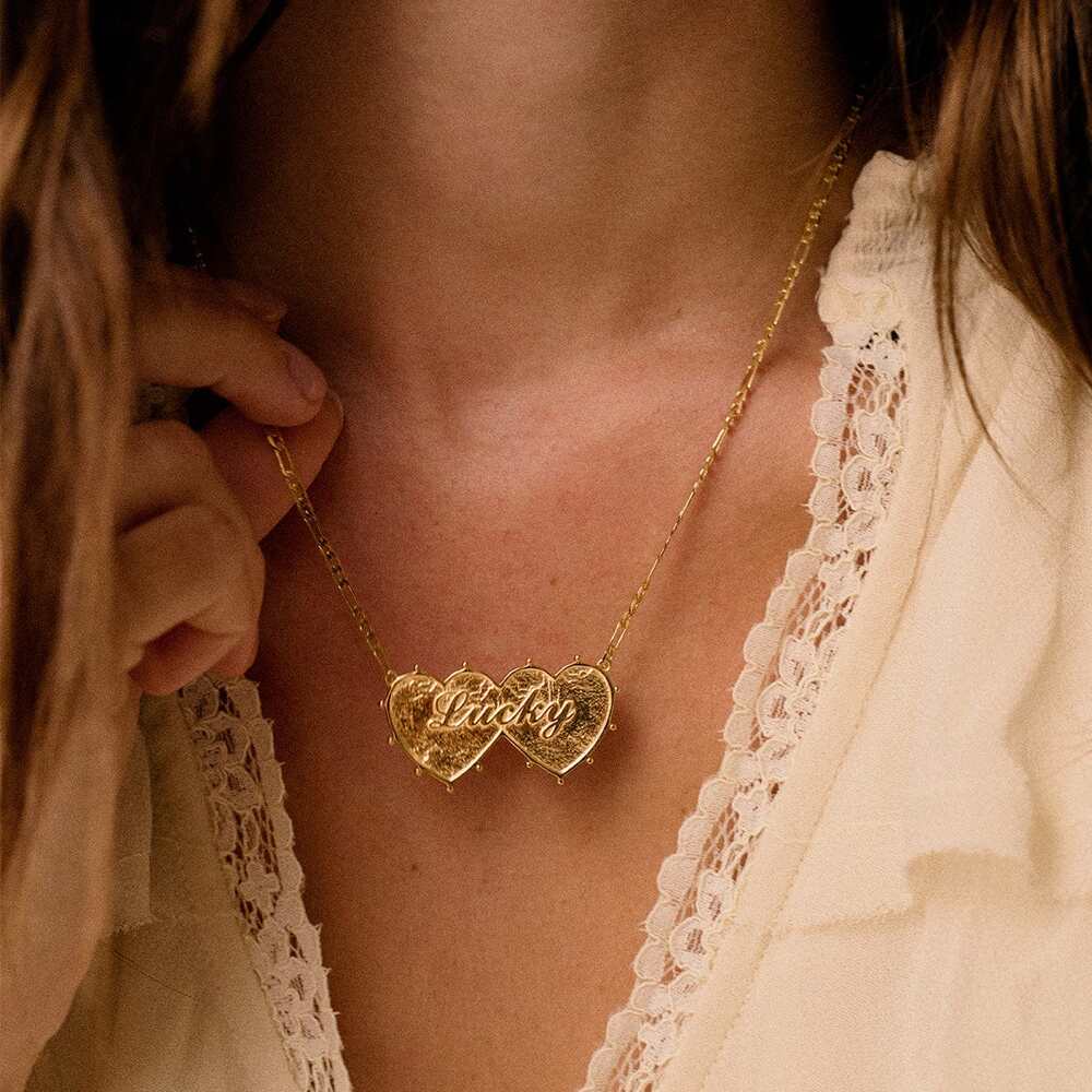 Daisy London Gold Plate Shrimps Double Heart Necklace Additional Image - 15