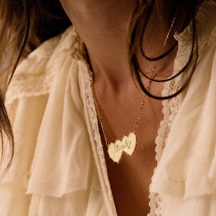 Daisy London Gold Plate Shrimps Double Heart Necklace Additional Image - 17