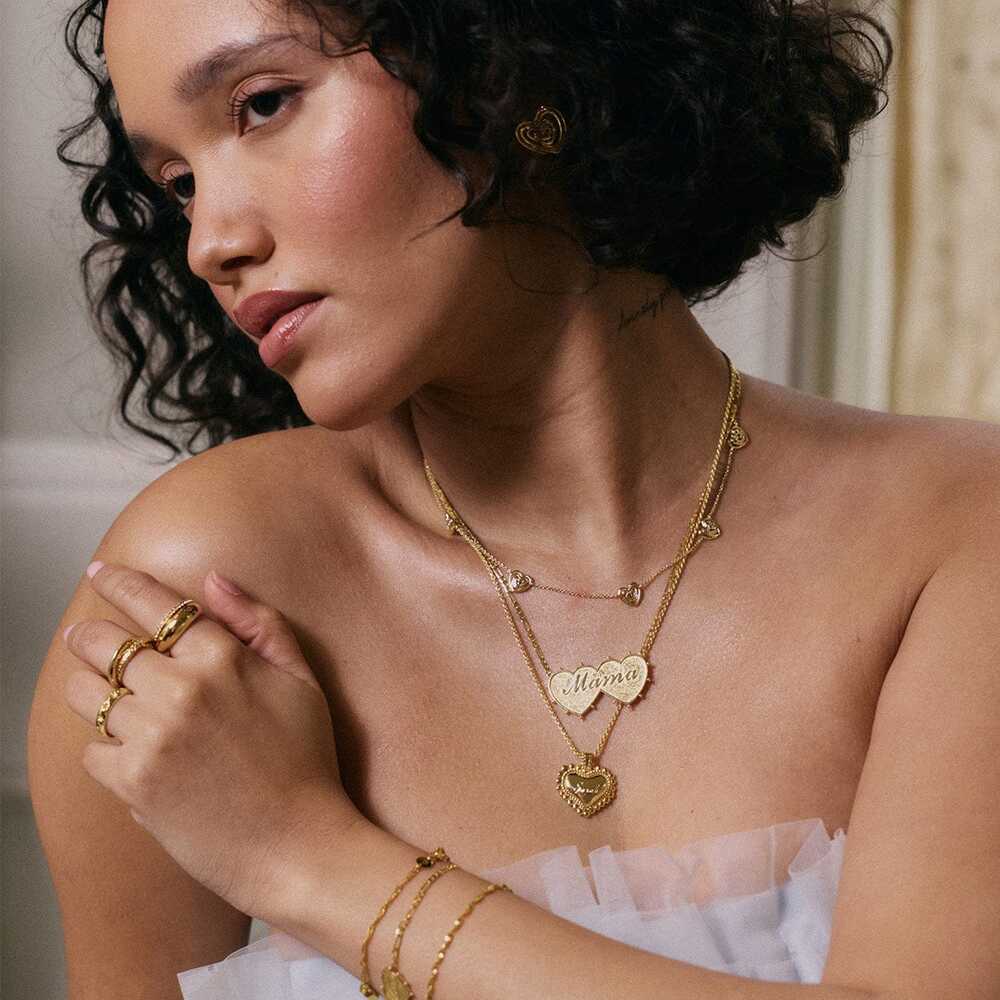 Daisy London Gold Plate Shrimps Double Heart Necklace Additional Image - 5