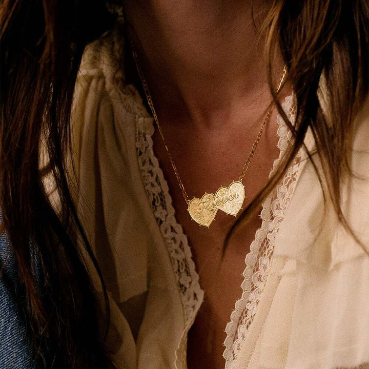 Daisy London Gold Plate Shrimps Double Heart Necklace Additional Image - 7