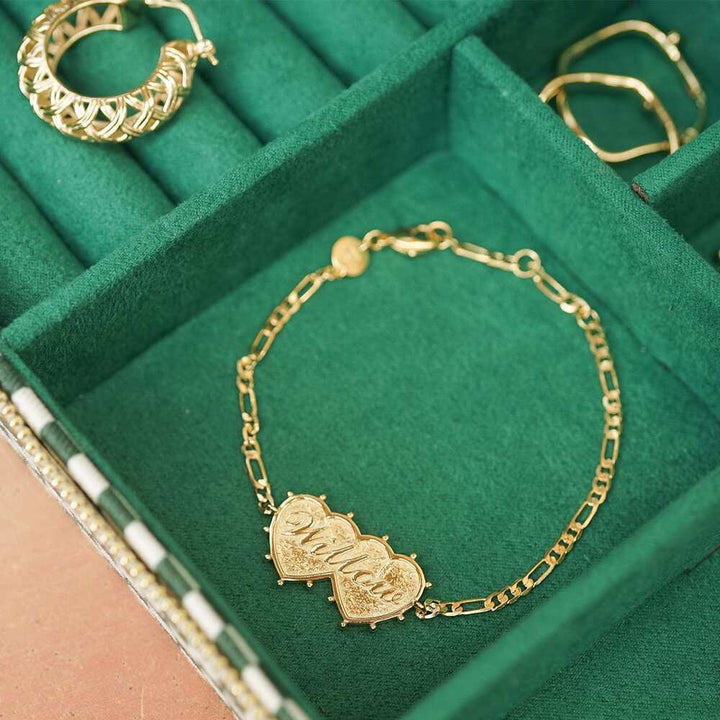 Daisy London Gold Plate Shrimps Double Heart Personalised Bracelet Additional Image - 1