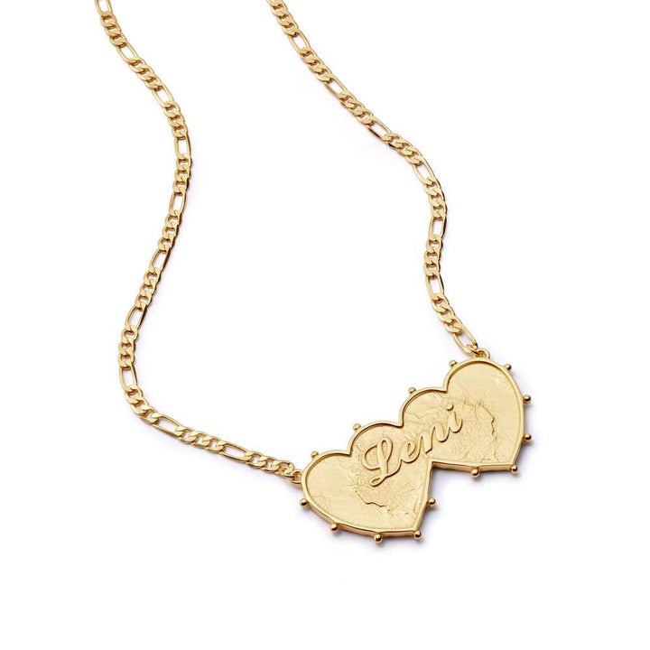 Daisy London Gold Plate Shrimps Double Heart Personalised Necklace
