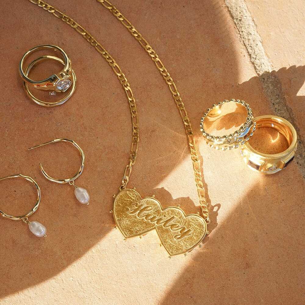 Daisy London Gold Plate Shrimps Double Heart Personalised Necklace Additional Image - 4
