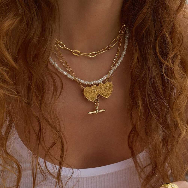 Daisy London Gold Plate Shrimps Double Heart Personalised Necklace Additional Image - 5