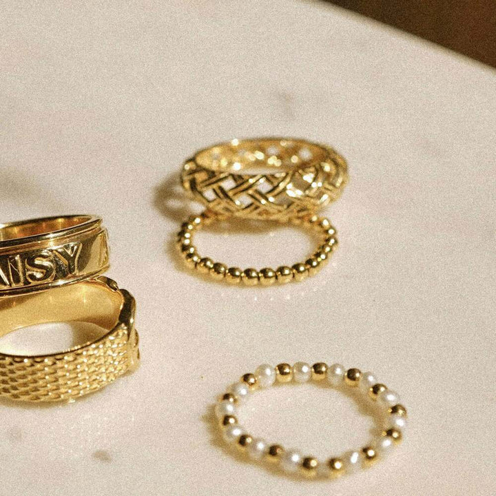 Daisy London Gold Plate Shrimps Pearl Beaded Ring Additional Image - 2